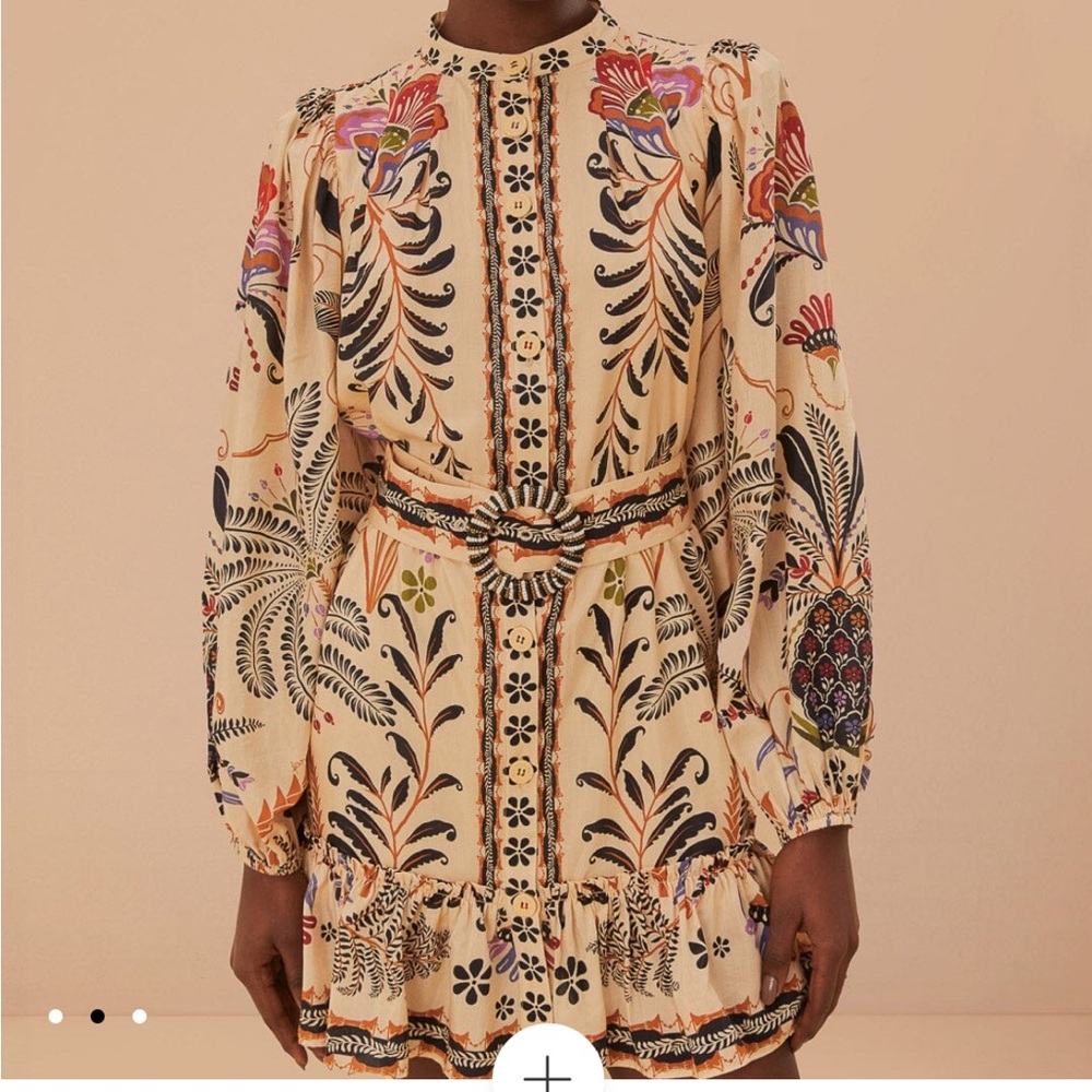 Farm Rio Classic Nature Sand Mini Dress